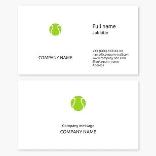 Business card template. Tennis. Tennis club. Tennis instructor. Tennis ball.