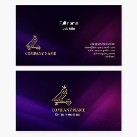 Business card template. Owl, eagle owl, crown, key. Home security. Home security and alarm systems.