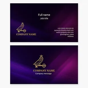 Business card template. Owl, eagle owl, crown, key. Home security. Home security and alarm systems.