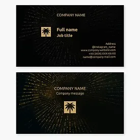 Business card template with an abstract design and a palm tree logo. Suitable for a party, nightclub, or event studio.
