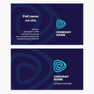 Business card template with play button. Event videographer. Video editor. Film company.