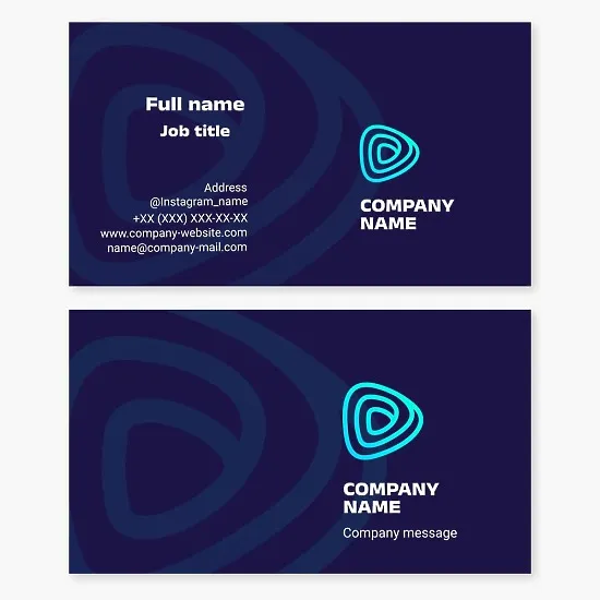 Business card template with play button. Event videographer. Video editor. Film company.