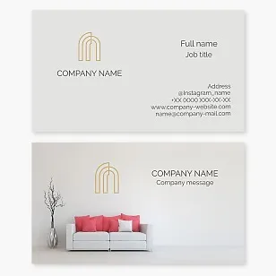 Home decor business card template, sofa, furniture. Interior design.