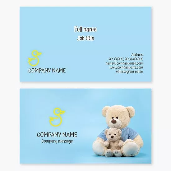 Stuffed Animal Business Card Template