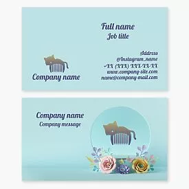 Cat Comb Logo | Grooming Services | Business Card Template