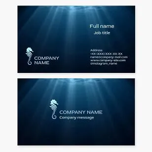 Business card template. Seahorse. Diving. Sea travel.