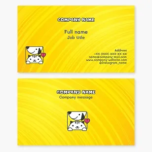 Cartoon-style business card template for an animal shelter.