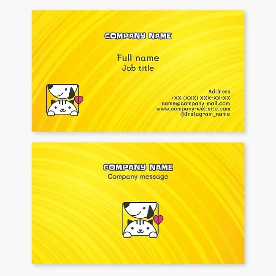 Cartoon-style business card template for an animal shelter.
