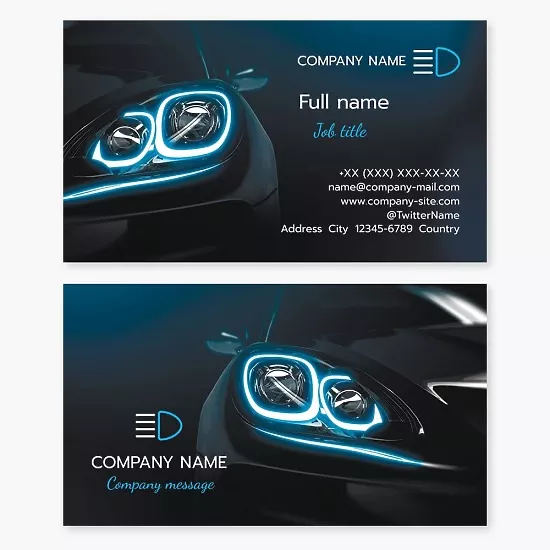 Business card template Automotive headlights and LED optics