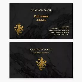 Business card template. Abstract. Roaring lion, crown, marble.