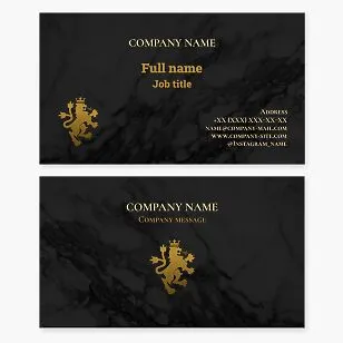 Business card template. Abstract. Roaring lion, crown, marble.