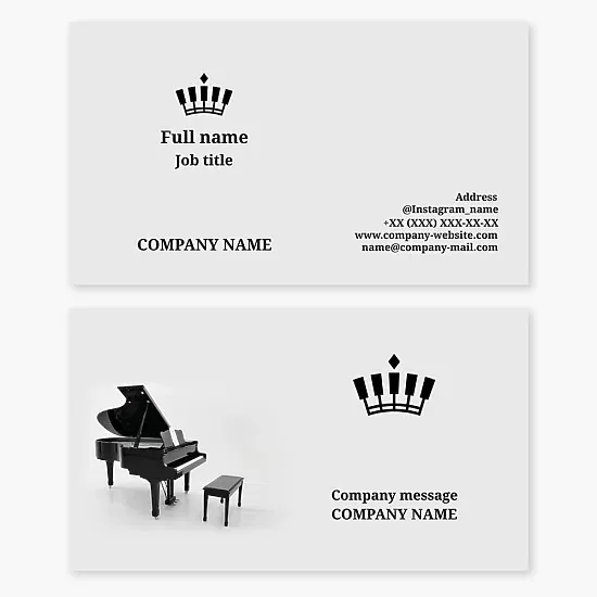 Business card template "Piano. Piano lessons. Classical music. Music school".