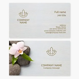 Wellness spa business card template. Flower.