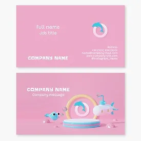 Business card template. Water park. Seaside recreation products. Joy, freedom, connection with the water. Letter O.