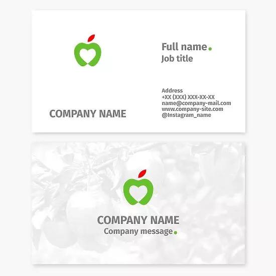 Apple With Heart Icon Business Card Template