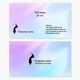 Business card template. Female writer. Woman's profile, pen.
