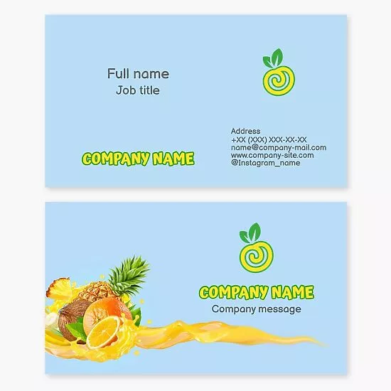 Fruit Juice Shop Business Card Template