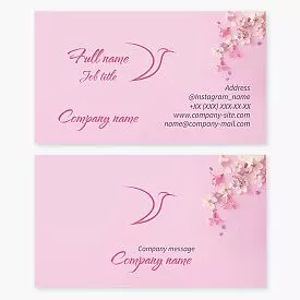 Pink Humming Bird Logo Business Card Template