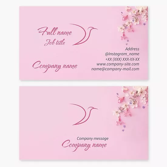 Pink Humming Bird Logo Business Card Template