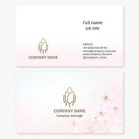 Business card template. Flower shop. Hands, flower.