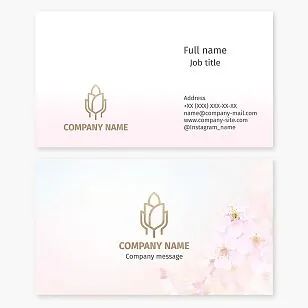 Business card template. Flower shop. Hands, flower.