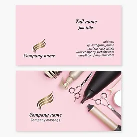 Hairdresser business card template. A lock of hair.