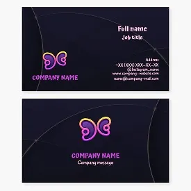 Butterfly business card template in children's cartoon style, letter X