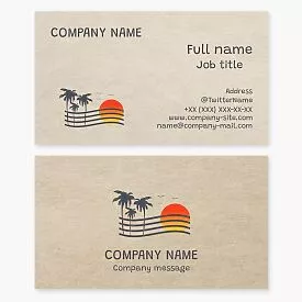 Palm Tree Sunset Logo Business Card Template