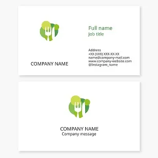 Business card template. Vegan cuisine.