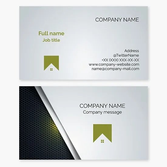 Business card template with Home logo. Real estate, housing rental.