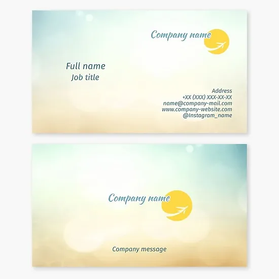 Business card template. Travel agency.