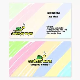 Business card template "Colorful Snail." Products and services for children. Child development center.