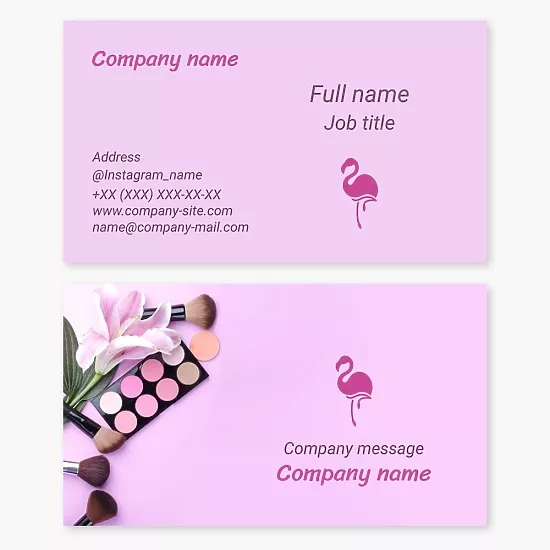 Business card template Flamingo, Cosmetics