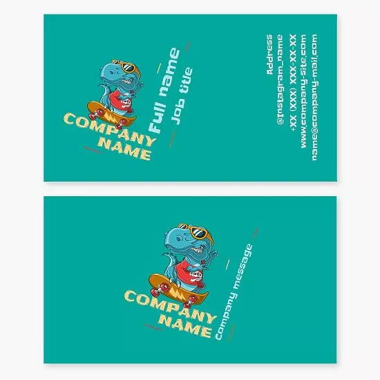 Skating T-Rex Business Card Template