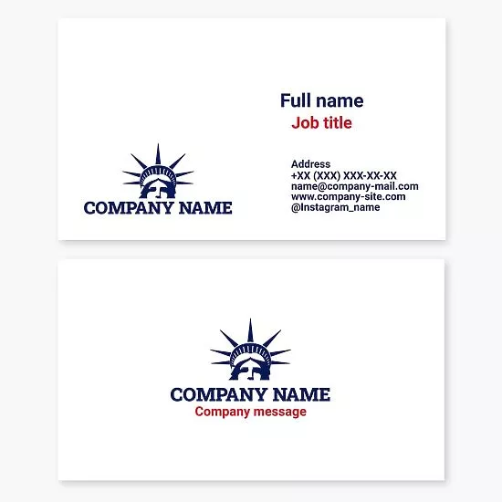 Statue of Liberty Logo | Red White Blue Business Card Template