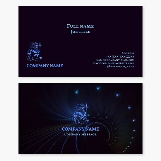 Business card template. Zeus, Jupiter. Symbol of the sky, thunder, lightning, and supreme power.