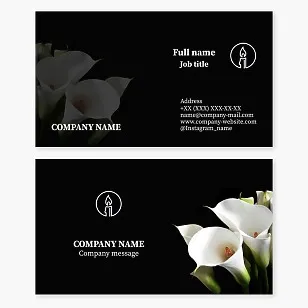 Business card template. Funeral home. Funeral services. Letter O.
