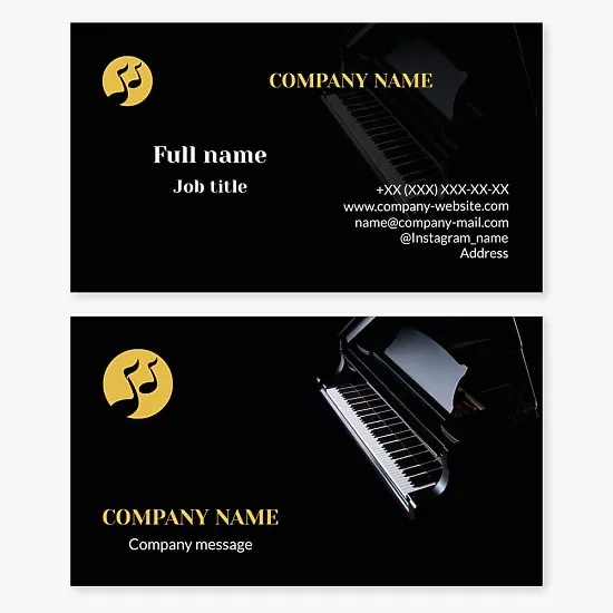 Business card template Music, notes, piano, classical music
