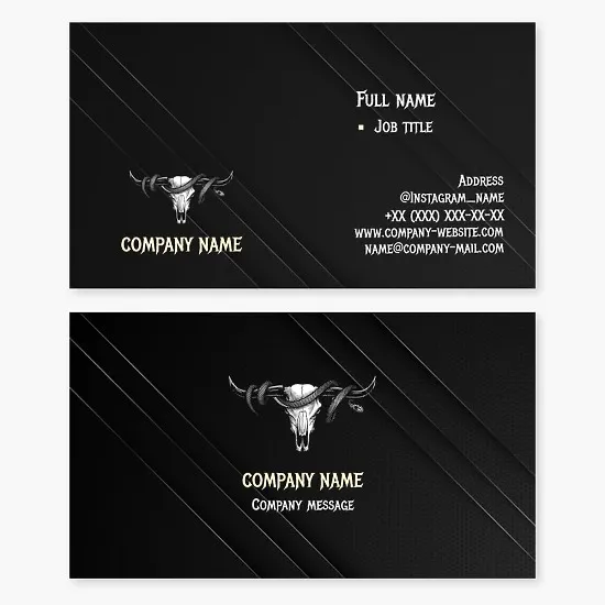 Bull Skull and Snake Logo Business Card Template