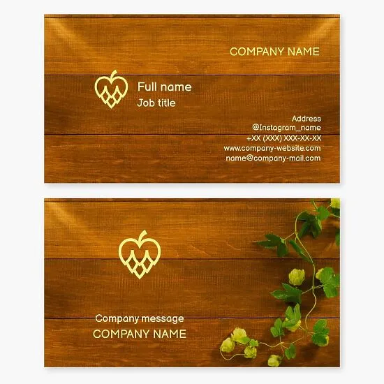 Business card template: Beer, Malt, Ingredients for beer production.