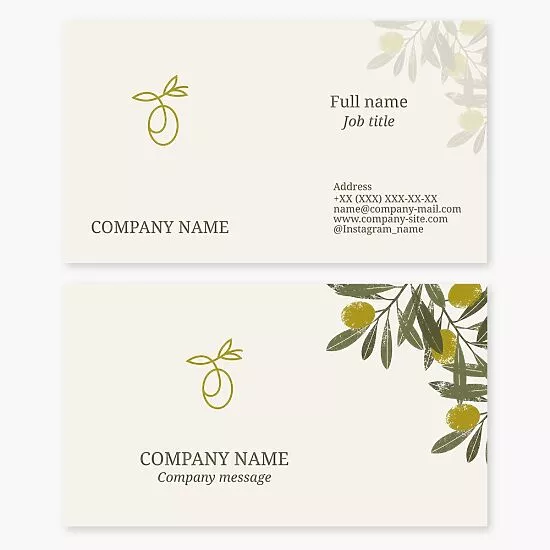 Olive Tree Branch Business Card Template