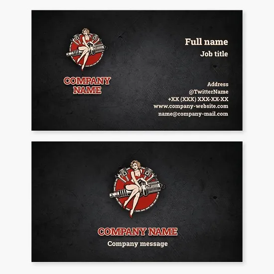 Retro style business card template: car and motorcycle repair.