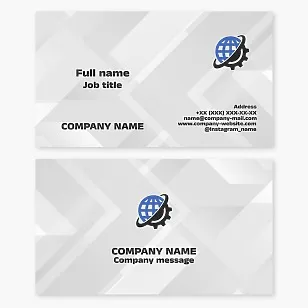 Business card template. Global industrial technologies, engineering. World technical processes.