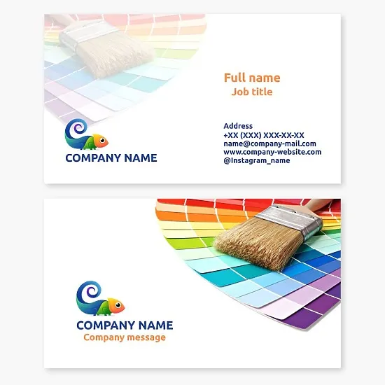 Business card template. Paint selection company.