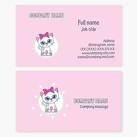 Pink Kitten Themed Business Card Template