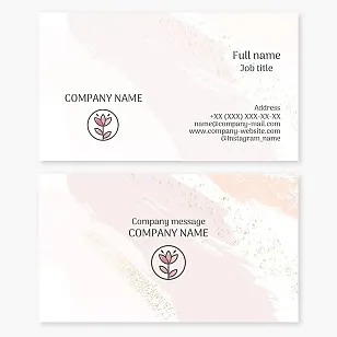 Business card template. Flower. Beauty. Powder, flower. Makeup artist. Beauty salon. Letter O.