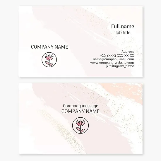 Business card template. Flower. Beauty. Powder, flower. Makeup artist. Beauty salon. Letter O.