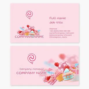 Business card template. Cakes, candies, sweets.
