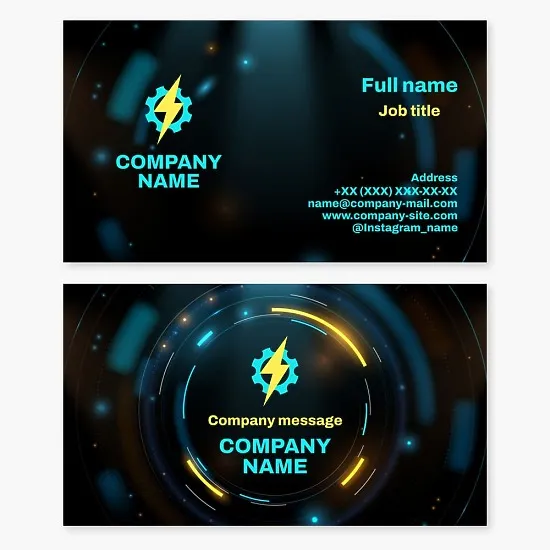 Business card template. Mechanical engineering manufacturing company.