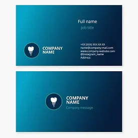 Business card template. Dentistry. Tooth, dental implants.